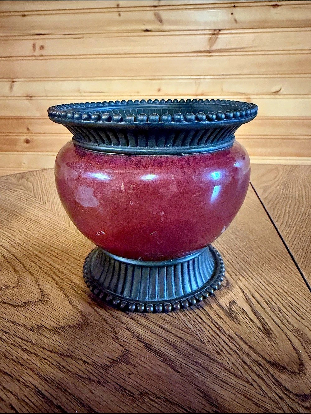 Vintage PartyLite Moroccan Spice Pillar Candle Holder 5" tall x 5 1/2" pre-owned